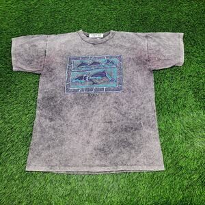 Vintage 90s Hawaii Kauai Shirt Large 22x27 Gray Dolphin USA